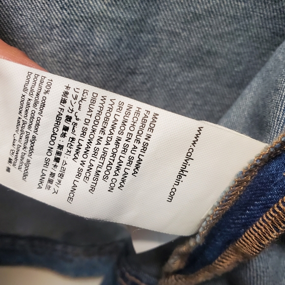 Calvin Klein Jeans Jacket with Embroidery on Sleeves Size L Good Condition - Picture 6 of 6